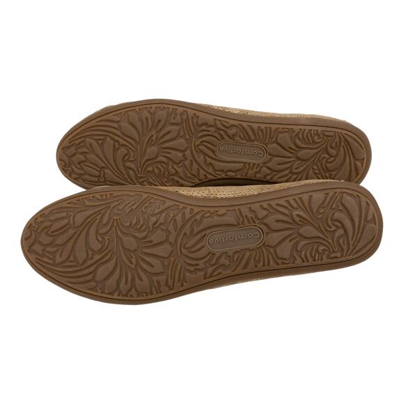 Comfortiva Mindy II Suede Leather Loafers 8.5 Women's Platino Gold Distressed - Picture 10 of 13